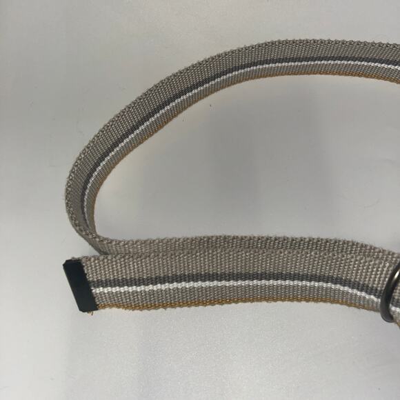 Men's Unbranded Beige Striped Adjustable D-Ring Belt Size 38 47" x 1.75" - Picture 3 of 4